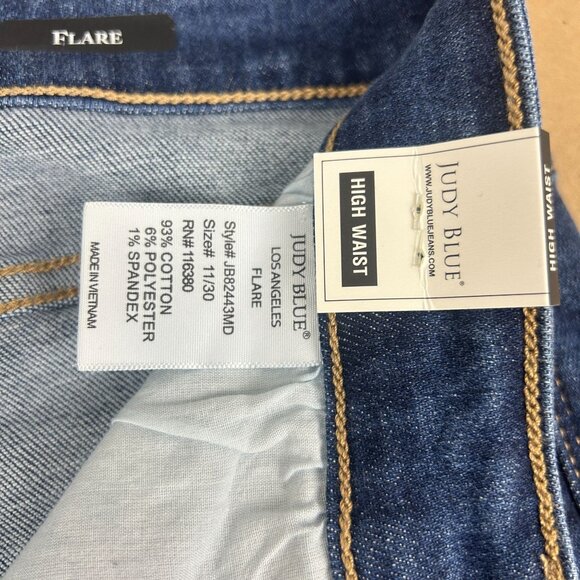 Judy Blue Los Angeles Flare High Waist Jeans Womens 11/30 Blue Five Pocket - Picture 4 of 10